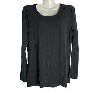 Lululemon Pullover Long Sleeve Shirt S Black Round Neck High Low Stretch